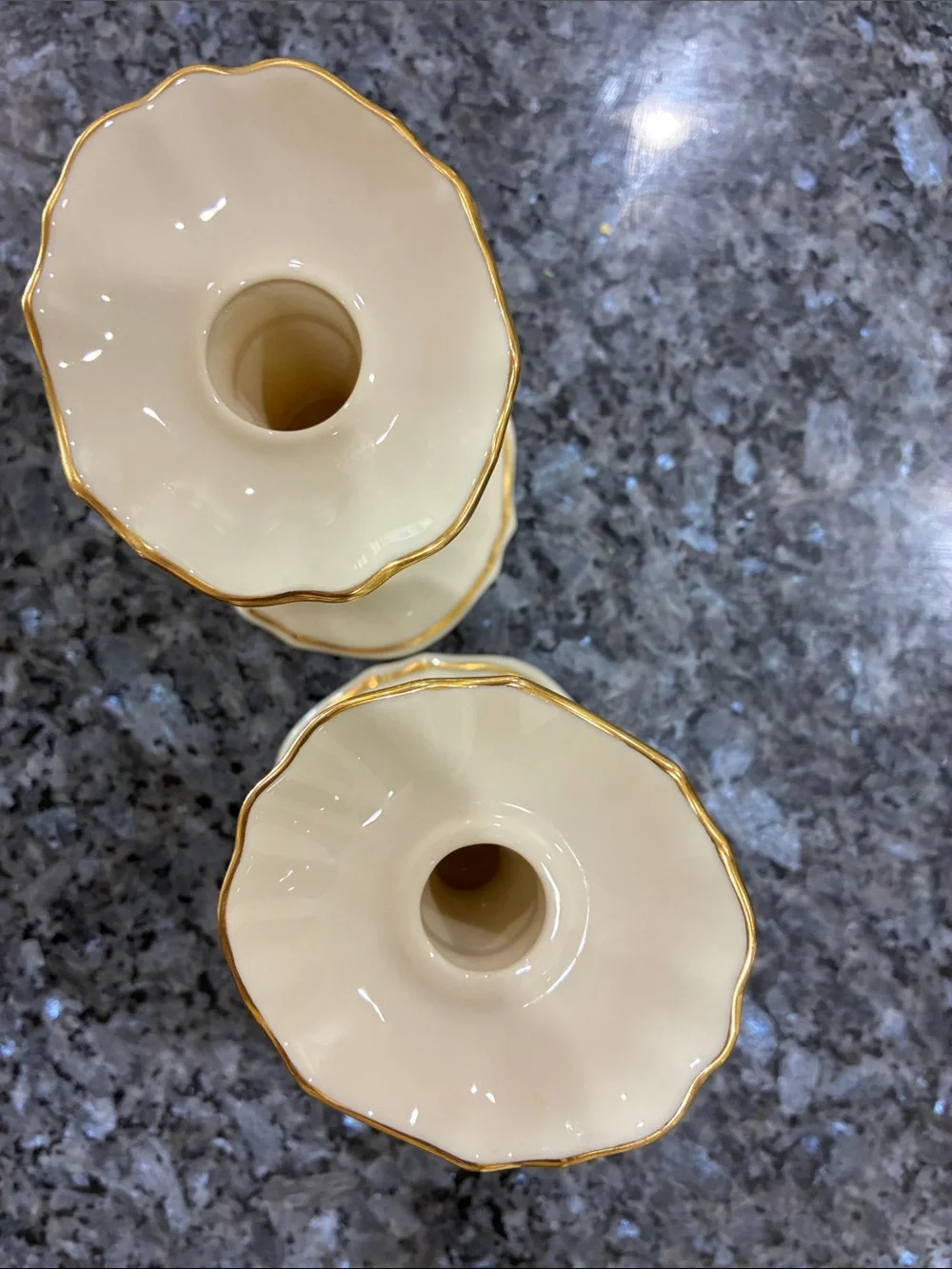 Lenox Symphony  Candle Holders with Gold Trim - Pair